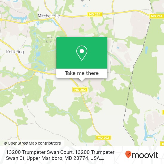 Mapa de 13200 Trumpeter Swan Court, 13200 Trumpeter Swan Ct, Upper Marlboro, MD 20774, USA