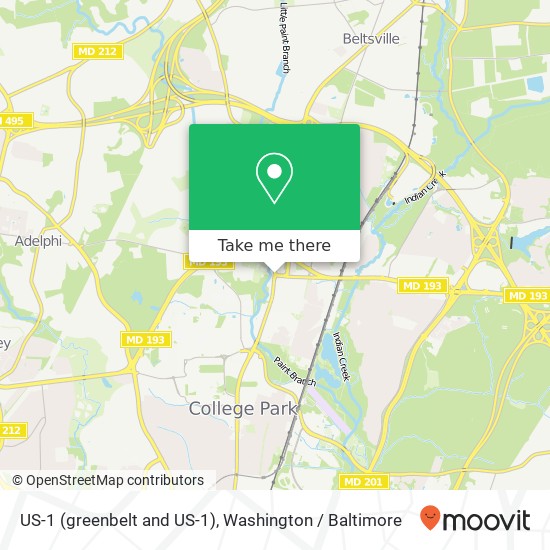 Mapa de US-1 (greenbelt and US-1), College Park, MD 20740