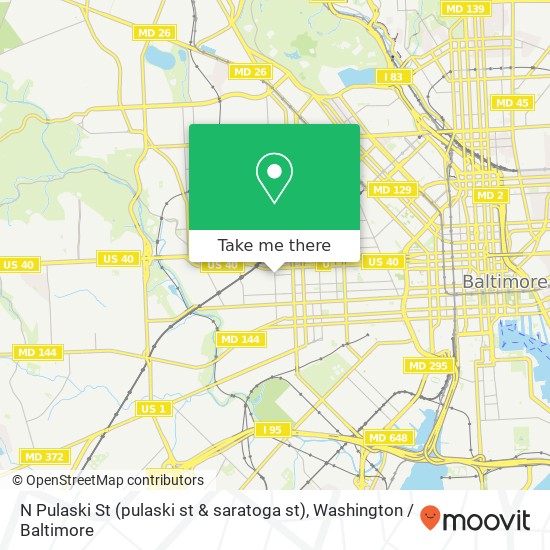 Mapa de N Pulaski St (pulaski st & saratoga st), Baltimore, MD 21223