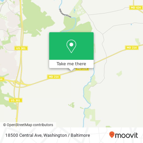 Mapa de 18500 Central Ave, Bowie, MD 20716