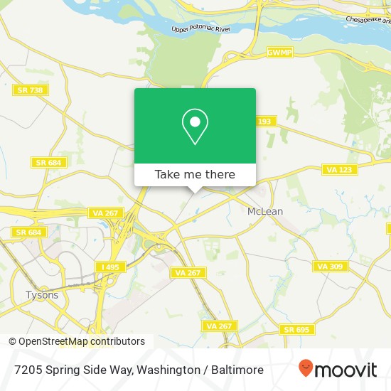 Mapa de 7205 Spring Side Way, McLean, VA 22101