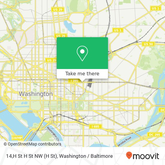 Mapa de 14,H St H St NW (H St), Washington, DC 20001