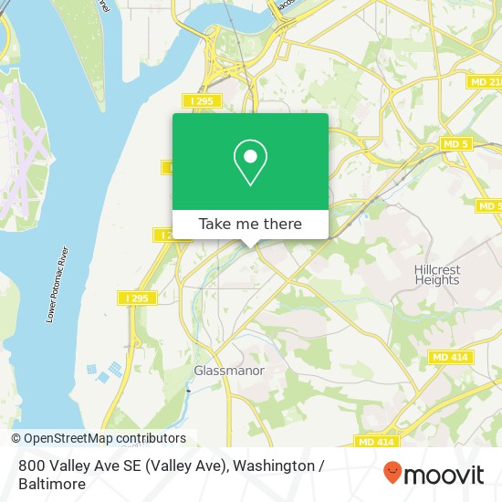 Mapa de 800 Valley Ave SE (Valley Ave), Washington, DC 20032