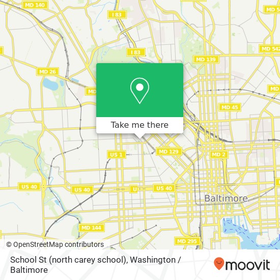 Mapa de School St (north carey school), Baltimore, MD 21217