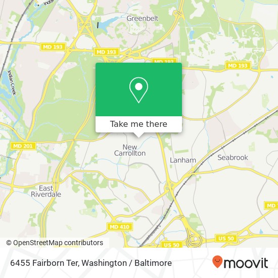 Mapa de 6455 Fairborn Ter, New Carrollton, MD 20784
