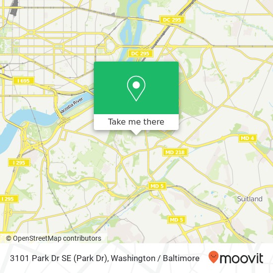Mapa de 3101 Park Dr SE (Park Dr), Washington, DC 20020