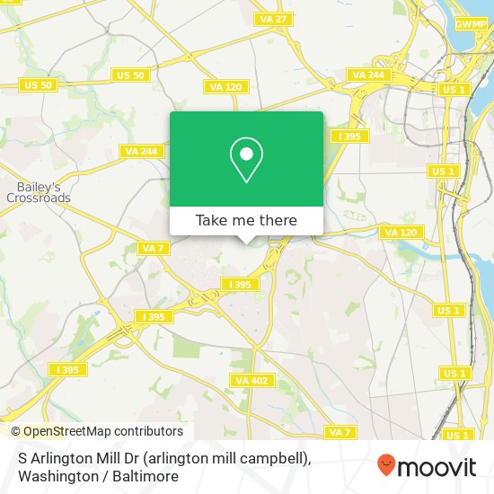 Mapa de S Arlington Mill Dr (arlington mill campbell), Arlington, VA 22206