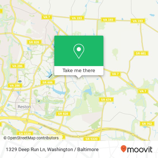 Mapa de 1329 Deep Run Ln, Reston, VA 20190