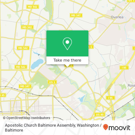 Mapa de Apostolic Church Baltimore Assembly, 4437 Belair Rd