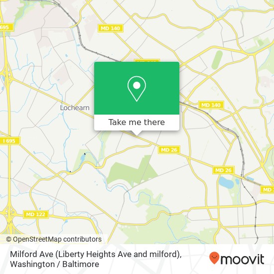 Mapa de Milford Ave (Liberty Heights Ave and milford), Gwynn Oak, MD 21207