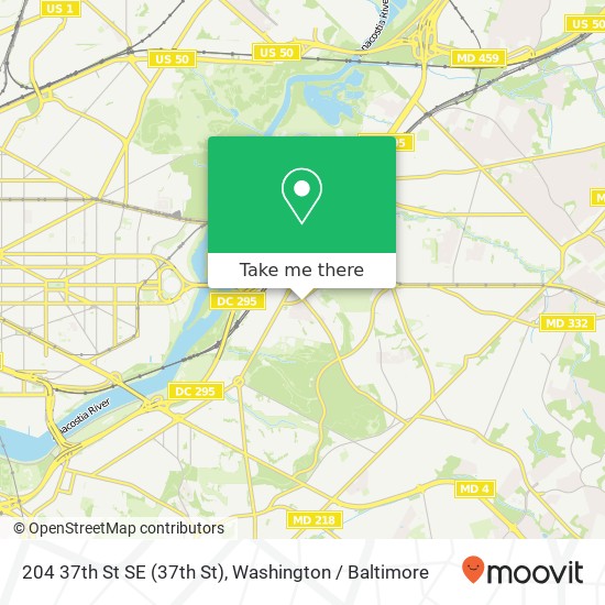 Mapa de 204 37th St SE (37th St), Washington, DC 20019