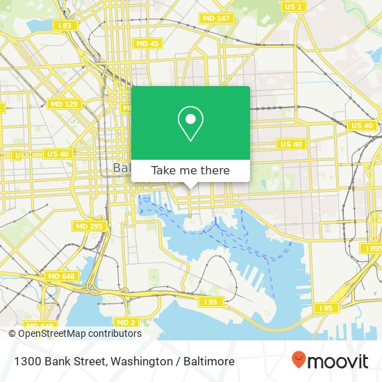 Mapa de 1300 Bank Street, 1300 Bank St, Baltimore, MD 21231, USA