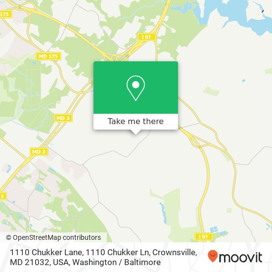 Mapa de 1110 Chukker Lane, 1110 Chukker Ln, Crownsville, MD 21032, USA