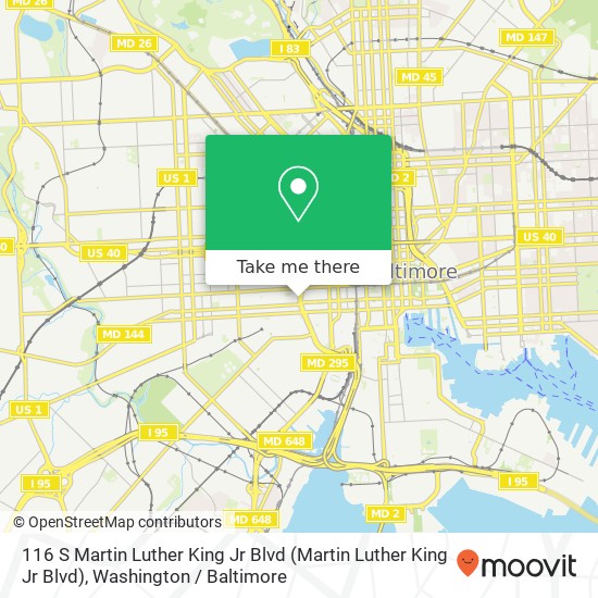 116 S Martin Luther King Jr Blvd (Martin Luther King Jr Blvd), Baltimore, MD 21201 map