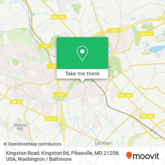 Mapa de Kingston Road, Kingston Rd, Pikesville, MD 21208, USA