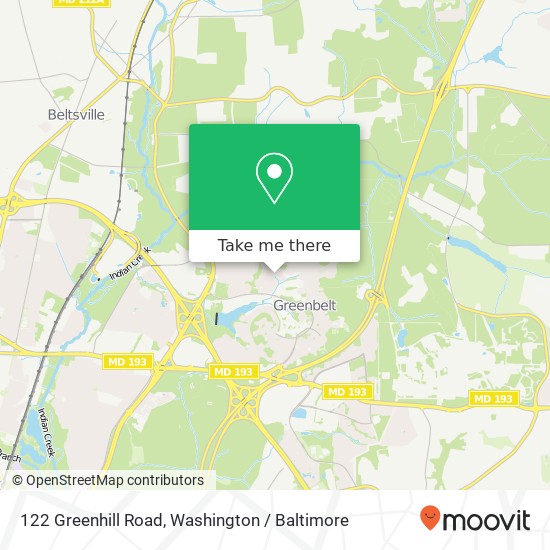 Mapa de 122 Greenhill Road, 122 Greenhill Rd, Greenbelt, MD 20770, USA