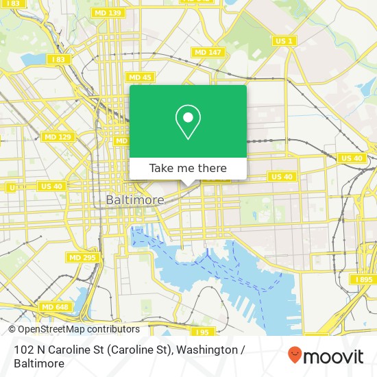 Mapa de 102 N Caroline St (Caroline St), Baltimore, MD 21231