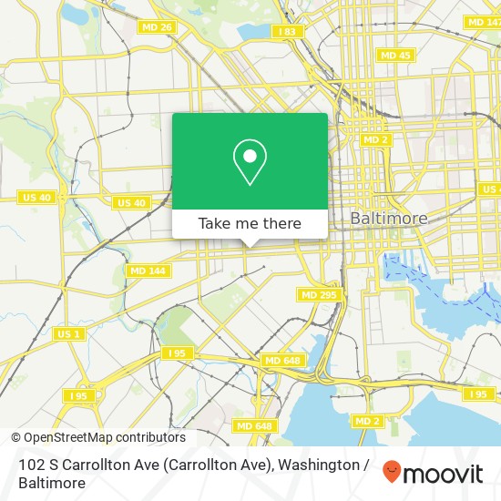 Mapa de 102 S Carrollton Ave (Carrollton Ave), Baltimore, MD 21223