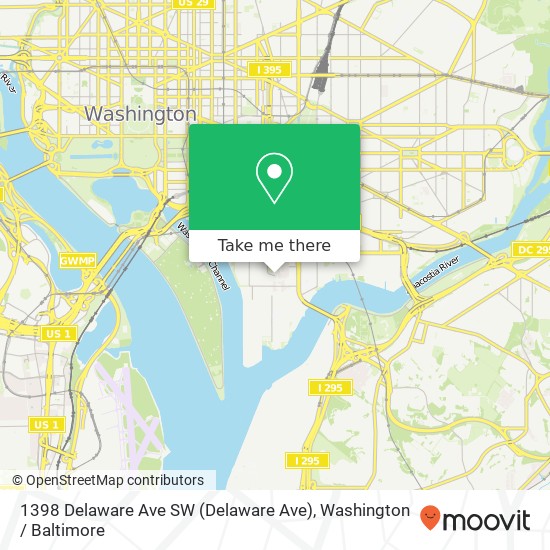 Mapa de 1398 Delaware Ave SW (Delaware Ave), Washington, DC 20024