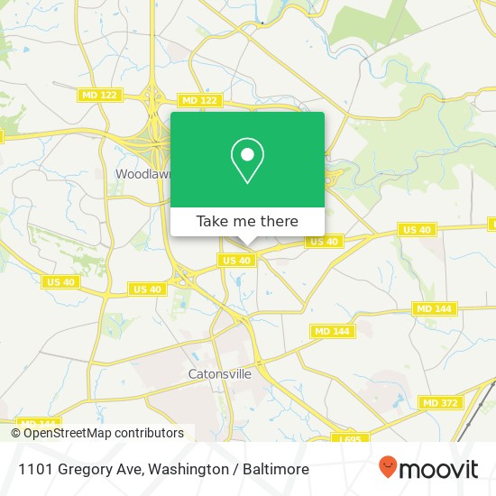 Mapa de 1101 Gregory Ave, Gwynn Oak, MD 21207