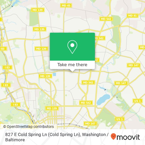 827 E Cold Spring Ln (Cold Spring Ln), Baltimore, MD 21212 map