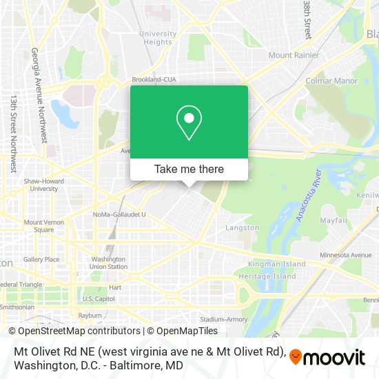 Mapa de Mt Olivet Rd NE (west virginia ave ne & Mt Olivet Rd)