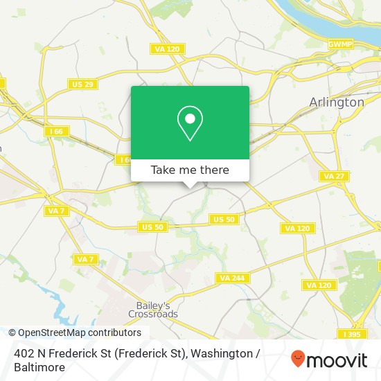Mapa de 402 N Frederick St (Frederick St), Arlington, VA 22203