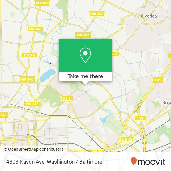 Mapa de 4303 Kavon Ave, Baltimore, MD 21206