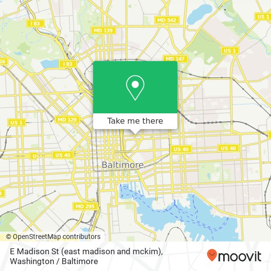 Mapa de E Madison St (east madison and mckim), Baltimore, MD 21202