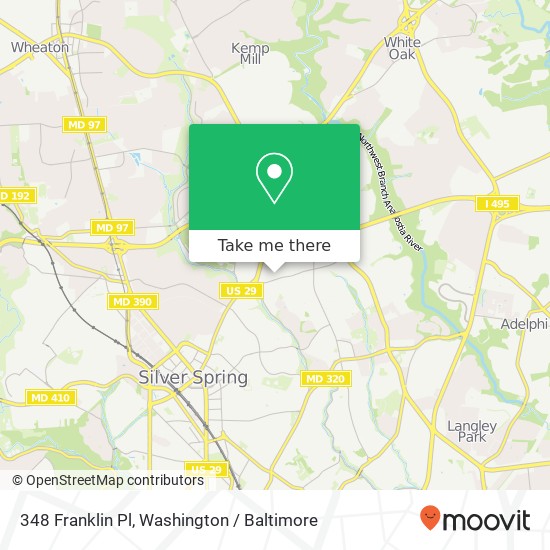 Mapa de 348 Franklin Pl, Silver Spring, MD 20901