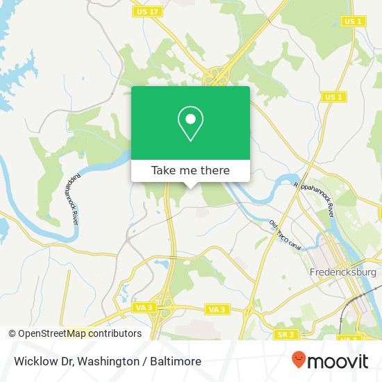 Mapa de Wicklow Dr, Fredericksburg, VA 22401