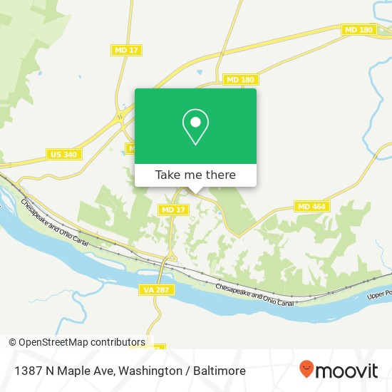Mapa de 1387 N Maple Ave, Brunswick, MD 21716