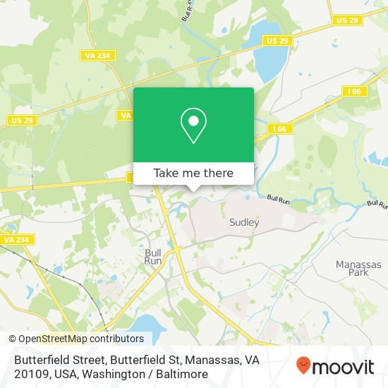 Butterfield Street, Butterfield St, Manassas, VA 20109, USA map