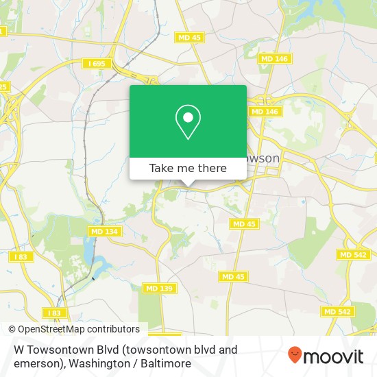 Mapa de W Towsontown Blvd (towsontown blvd and emerson), Towson, MD 21204