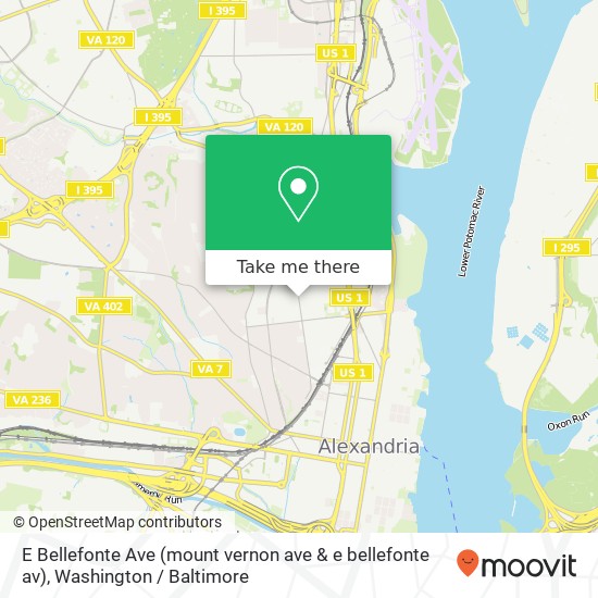 Mapa de E Bellefonte Ave (mount vernon ave & e bellefonte av), Alexandria, VA 22301