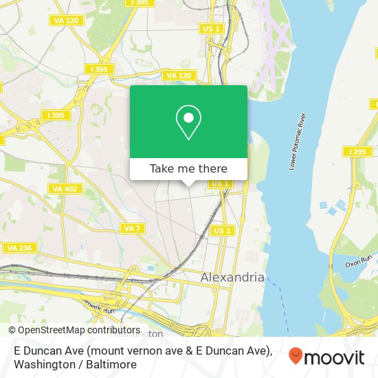 Mapa de E Duncan Ave (mount vernon ave & E Duncan Ave), Alexandria, VA 22301