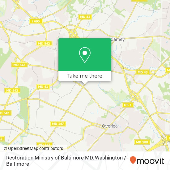 Restoration Ministry of Baltimore MD, 7905 Harford Rd map