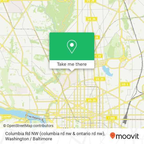 Mapa de Columbia Rd NW (columbia rd nw & ontario rd nw), Washington (Washington DC), DC 20009