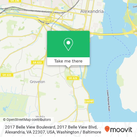 Mapa de 2017 Belle View Boulevard, 2017 Belle View Blvd, Alexandria, VA 22307, USA