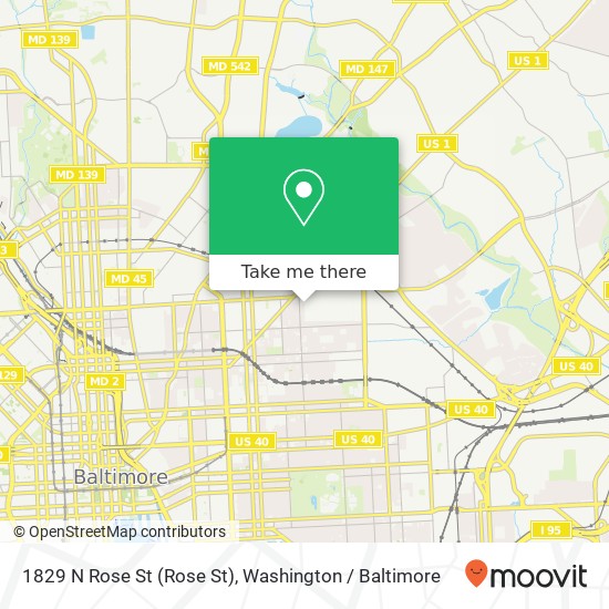 Mapa de 1829 N Rose St (Rose St), Baltimore, MD 21213