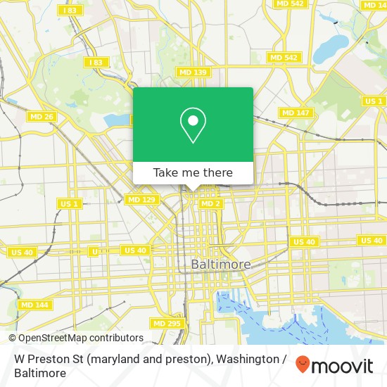 Mapa de W Preston St (maryland and preston), Baltimore, MD 21201