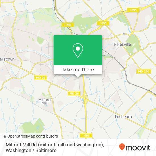 Mapa de Milford Mill Rd (milford mill road washington), Windsor Mill, MD 21244