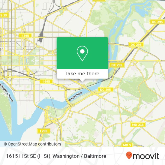 Mapa de 1615 H St SE (H St), Washington, DC 20003