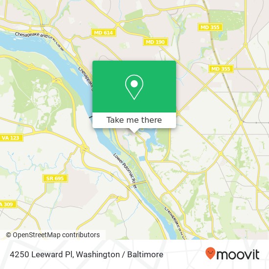 Mapa de 4250 Leeward Pl, Bethesda, MD 20816