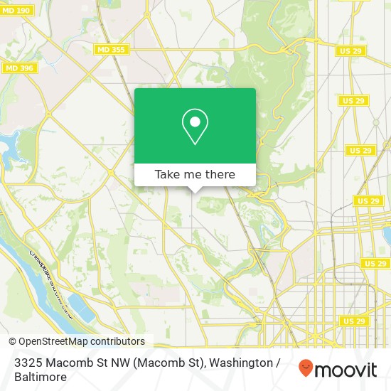 Mapa de 3325 Macomb St NW (Macomb St), Washington, DC 20008