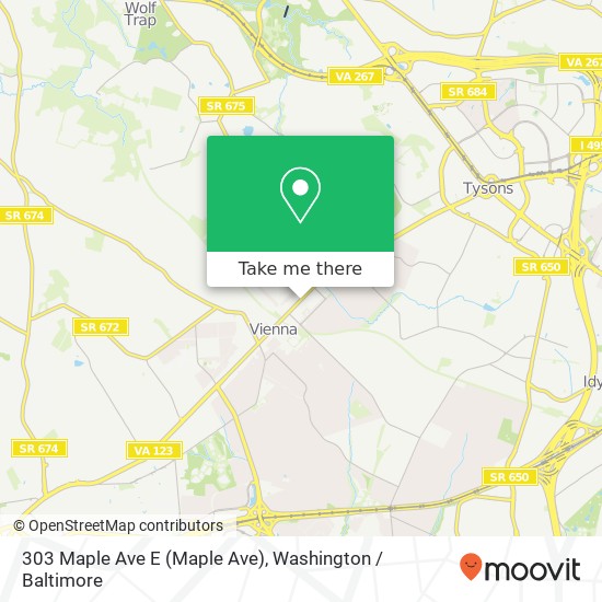 Mapa de 303 Maple Ave E (Maple Ave), Vienna, VA 22180