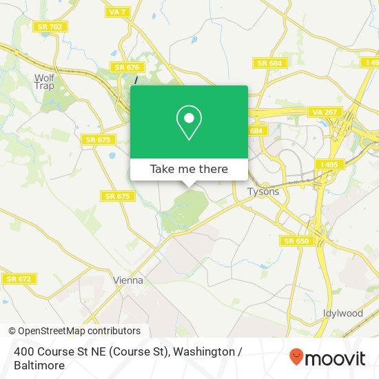 Mapa de 400 Course St NE (Course St), Vienna, VA 22180