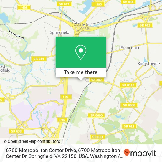 Mapa de 6700 Metropolitan Center Drive, 6700 Metropolitan Center Dr, Springfield, VA 22150, USA