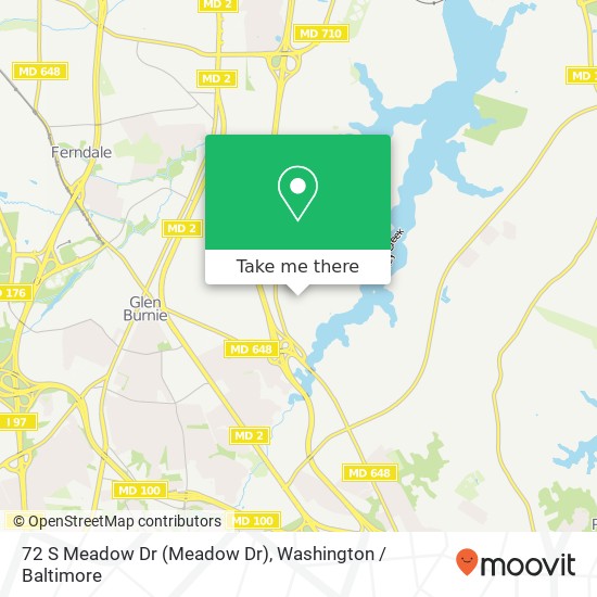 Mapa de 72 S Meadow Dr (Meadow Dr), Glen Burnie, MD 21060