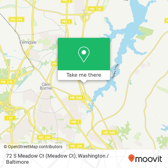 Mapa de 72 S Meadow Ct (Meadow Ct), Glen Burnie, MD 21060